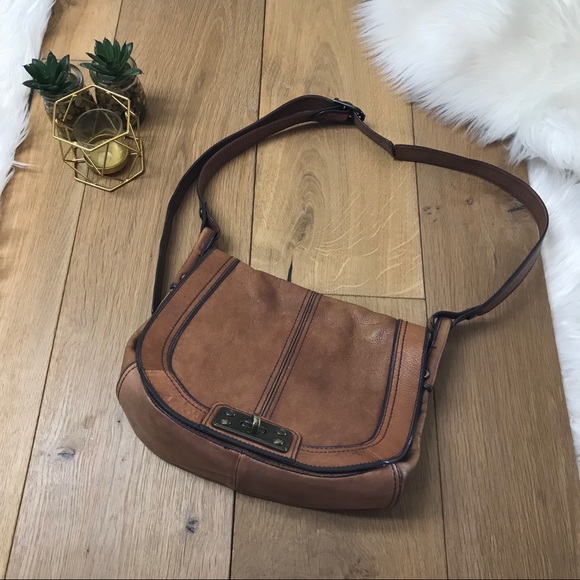 Fossil Handbags - Fossil Tan Lear Boho Crossbody Bag